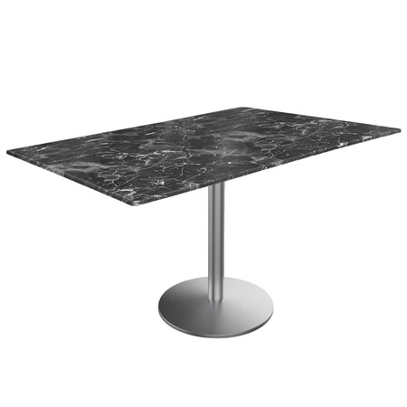 Holland Bar Stool Co 30 Tall OD214 St Steel Table Base w22 Dia foot and 32x48 Black Marble Top, IndoorOutdoor OD214-2230SSODS3248BM